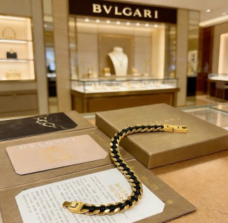 Bvlgari Black & Gold Signature Chain Bracelet – Bold Luxury Collection