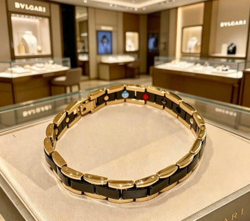 Bvlgari Black & Gold Link Bracelet – Elegant Luxury Jewelry