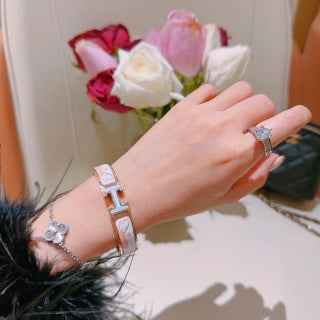Hermès Blue Accent Clic H Leather Bracelet